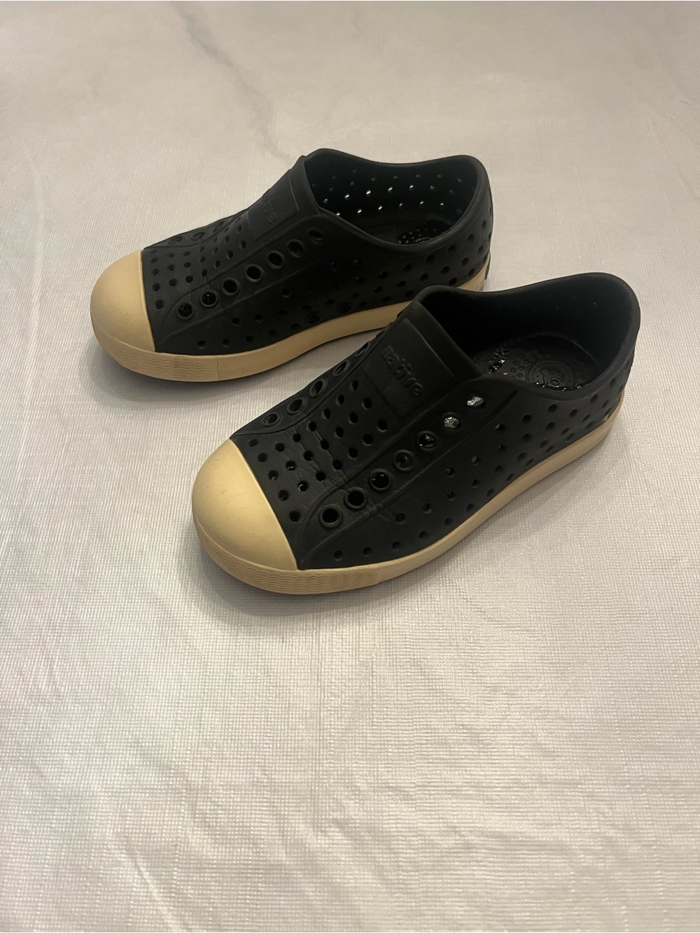 Native Shoes Kids Slip-On Loafer in Black and Cream